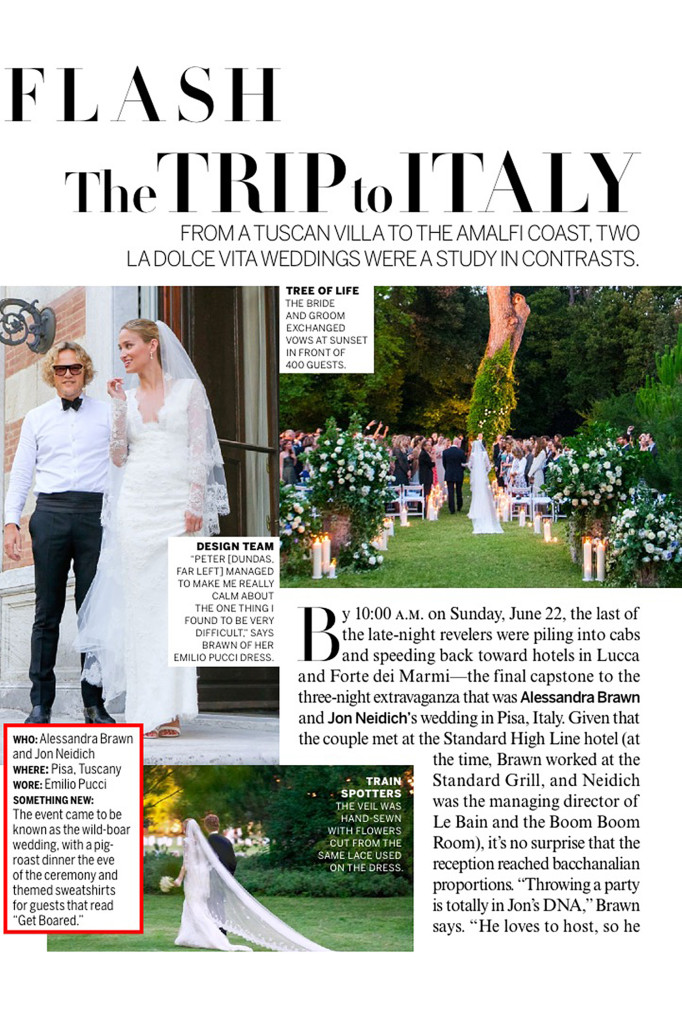 Matéria da Vogue americana - casamento na Italia ( Pisa )